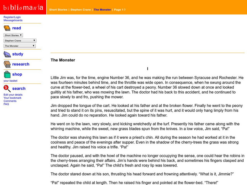 Bibliomania: Stephen Crane the Monster eBook