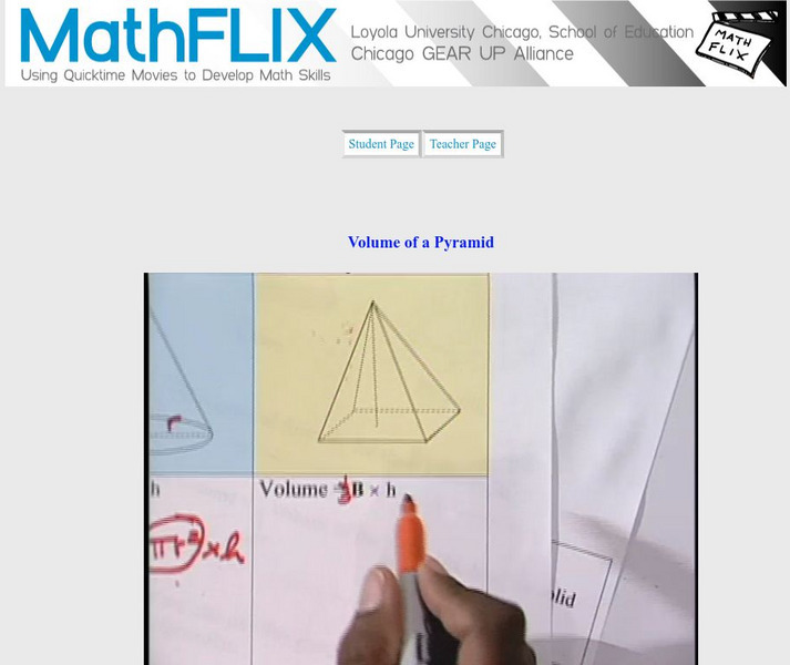 Math Flix: Volume of a Pyramid Instructional Video Math Flix: Volume of a Pyramid Instructional Video