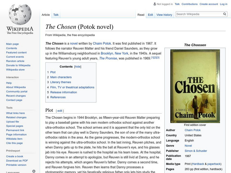 Wikipedia: The Chosen Handout Wikipedia: The Chosen Handout