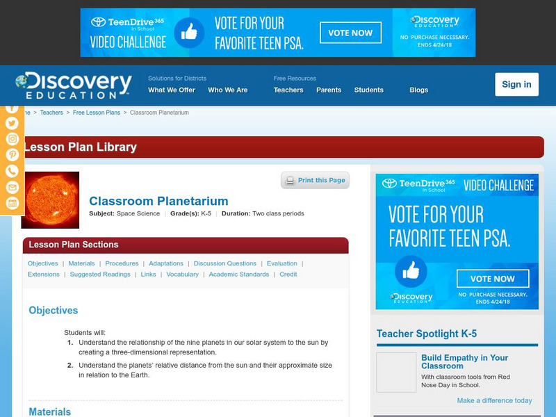 Discovery Education: Classroom Planetarium Lesson Plan Discovery Education: Classroom Planetarium Lesson Plan