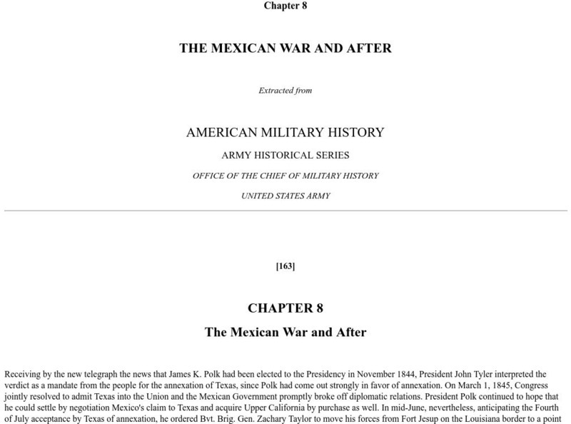 U.s. Army Center of Military History: The Mexican War and After Handout