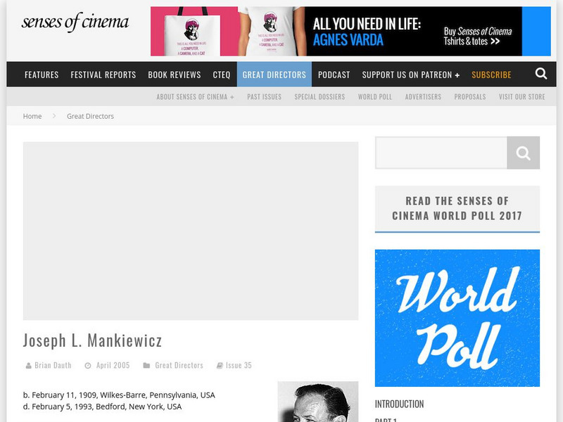 Senses of Cinema: Joseph L. Mankiewicz Article Senses of Cinema: Joseph L. Mankiewicz Article