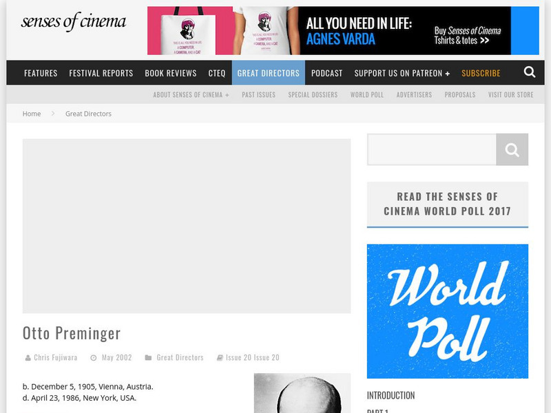 Senses of Cinema: Otto Preminger Article Senses of Cinema: Otto Preminger Article