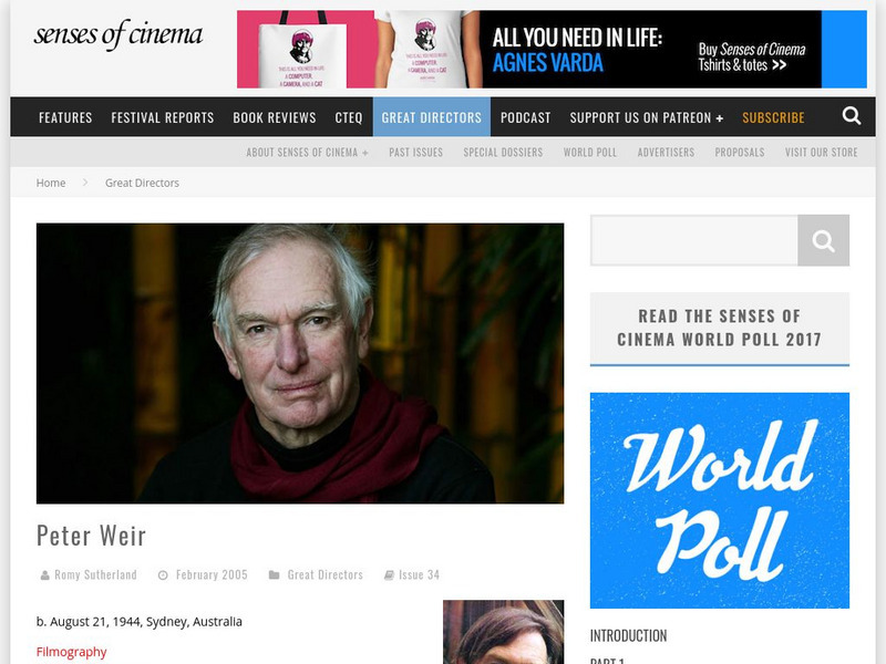 Senses of Cinema: Peter Weir Article Senses of Cinema: Peter Weir Article