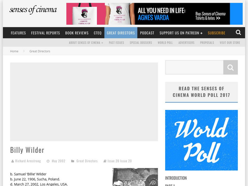 Senses of Cinema: Billy Wilder Article Senses of Cinema: Billy Wilder Article