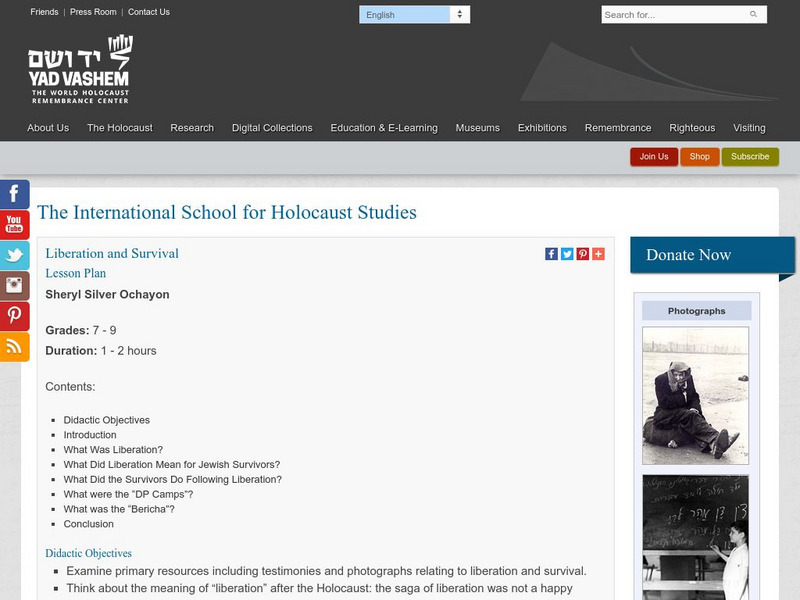 Yad Vashem: Liberation and Survival Lesson Plan Yad Vashem: Liberation and Survival Lesson Plan