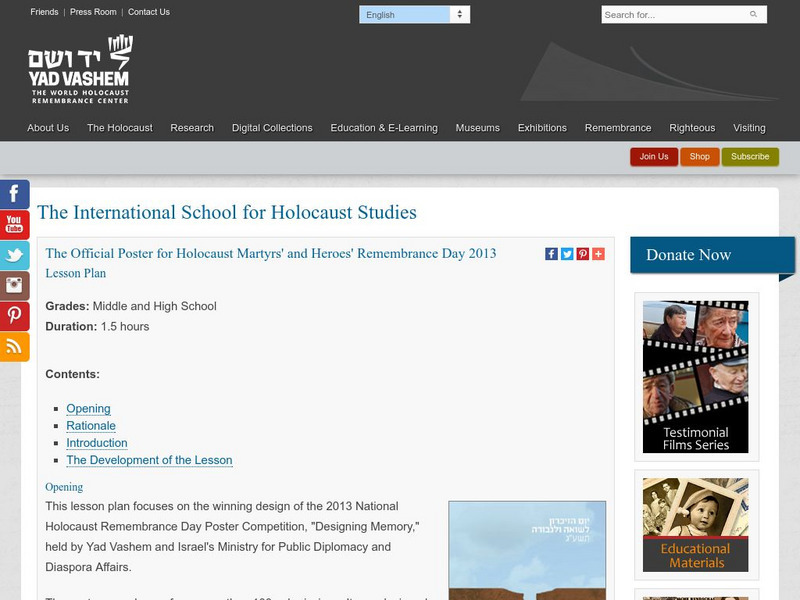 Yad Vashem: The Official Poster for Holocaust Remembrance Day 2013 Lesson Plan Yad Vashem: The Official Poster for Holocaust Remembrance Day 2013 Lesson Plan