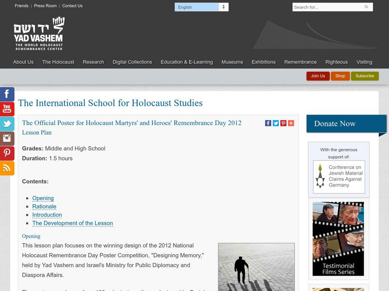 Yad Vashem: The Official Poster for Holocaust Remembrance Day 2012 Lesson Plan