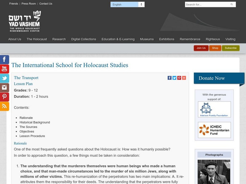 Yad Vashem: The Transport Lesson Plan