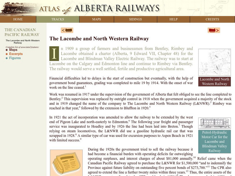 University of Alberta: The Lacombe and North Western Railway Website University of Alberta: The Lacombe and North Western Railway Website