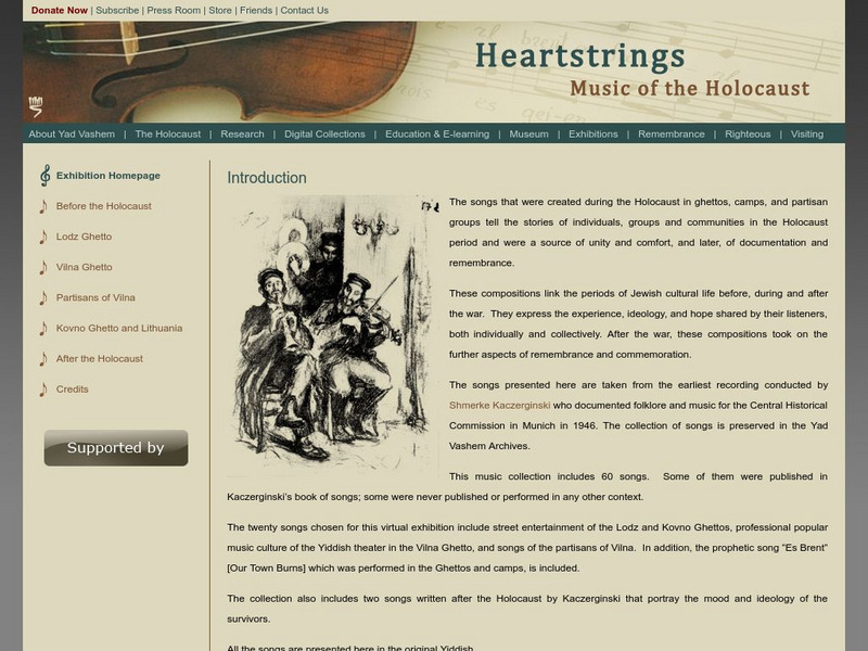 Yad Vashem: Heartstrings, Music of the Holocaust Website