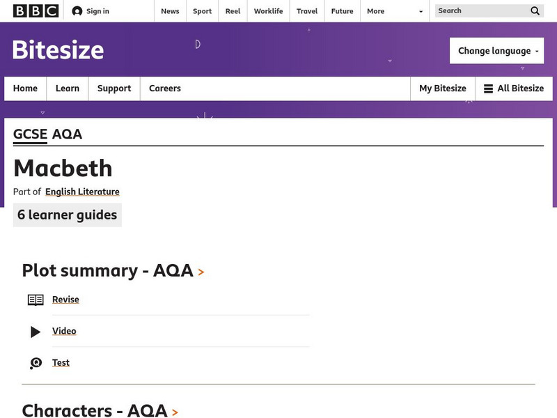 Bbc Education Scotland: Bitesize Revision on Macbeth Website Bbc Education Scotland: Bitesize Revision on Macbeth Website