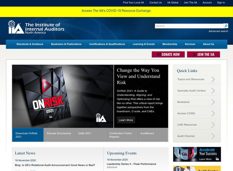 Institute of Internal Auditors Website