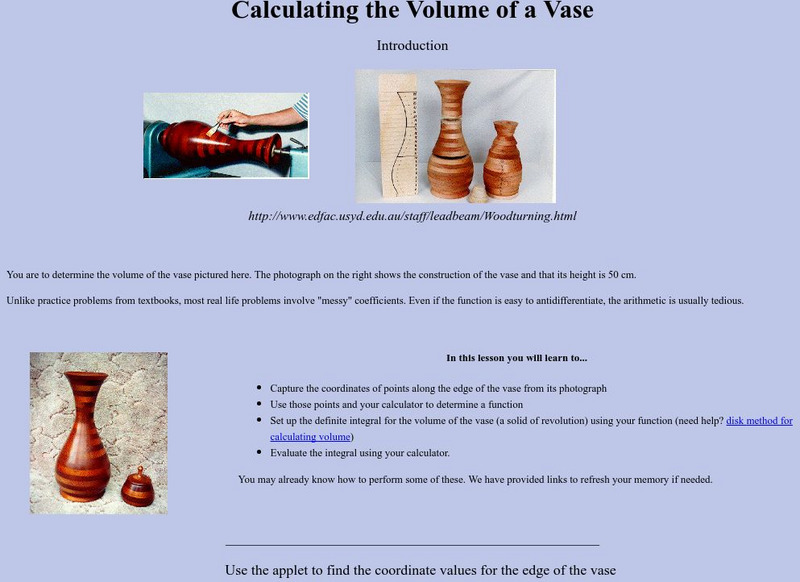 Calculating the Volume of a Vase Activity Calculating the Volume of a Vase Activity