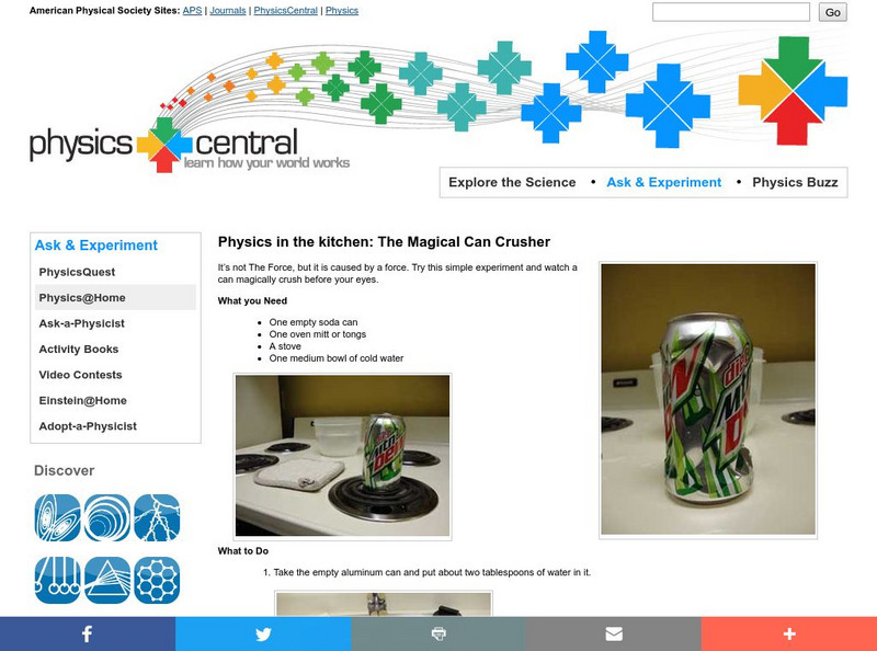 Physics Central: Physics in the Kitchen: The Magical Can Crusher Activity
