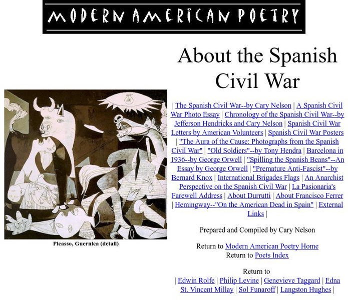 University of Illinois: Modern American Poetry: About the Spanish Civil War Website University of Illinois: Modern American Poetry: About the Spanish Civil War Website