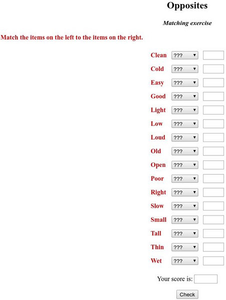 English Exercises Online: Antonym Unknown Type English Exercises Online: Antonym Unknown Type