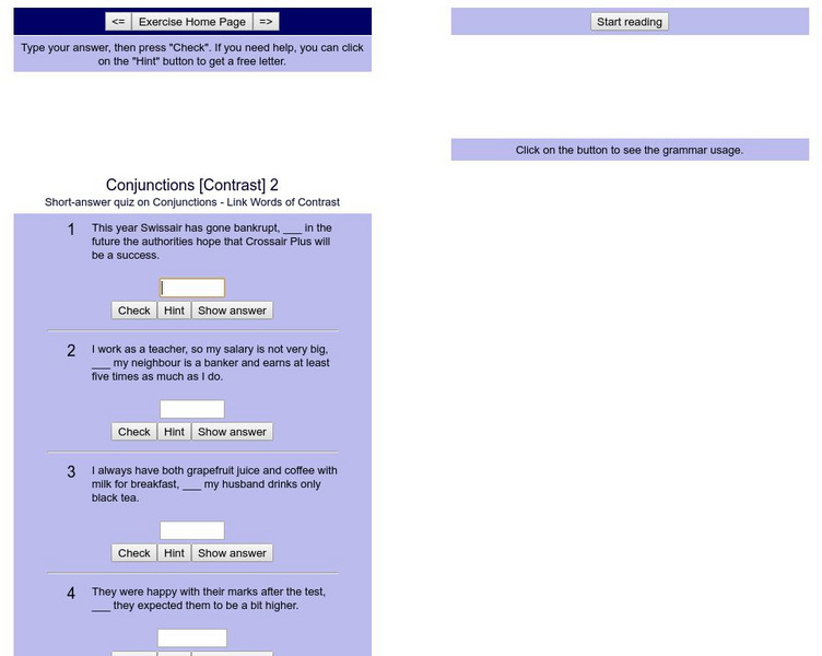English Exercises Online: Conjunctions (2) Unknown Type English Exercises Online: Conjunctions (2) Unknown Type