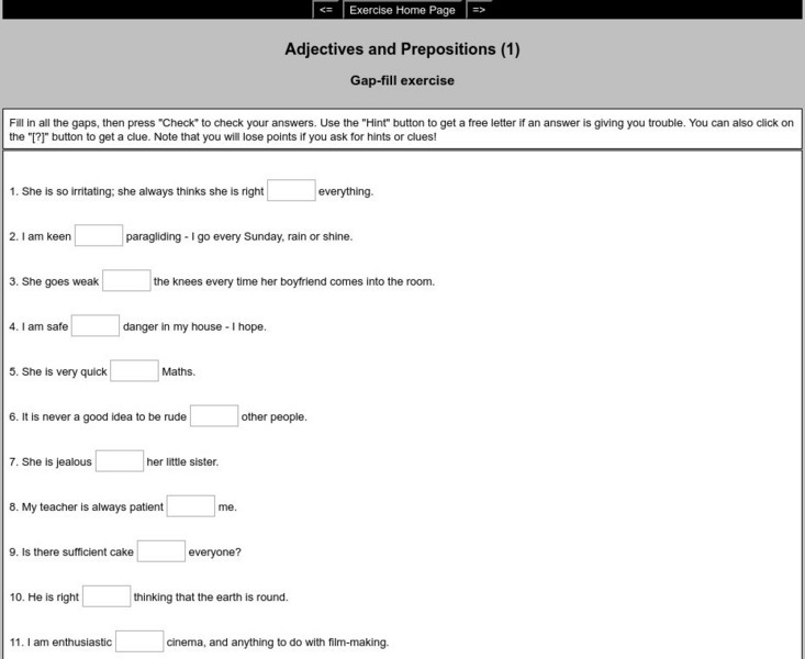 College Claparede: English Exercises Online: Adjectives & Prepositions1 Unknown Type College Claparede: English Exercises Online: Adjectives & Prepositions1 Unknown Type