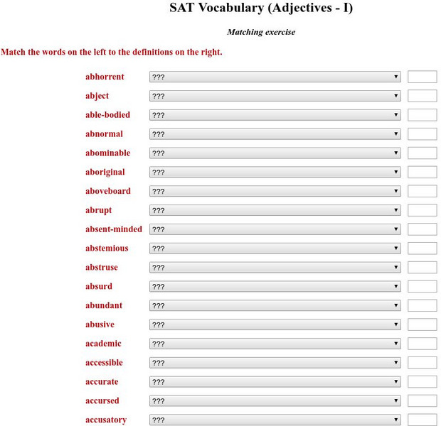 English Exercises Online: Sat Vocabulary Study Guide English Exercises Online: Sat Vocabulary Study Guide