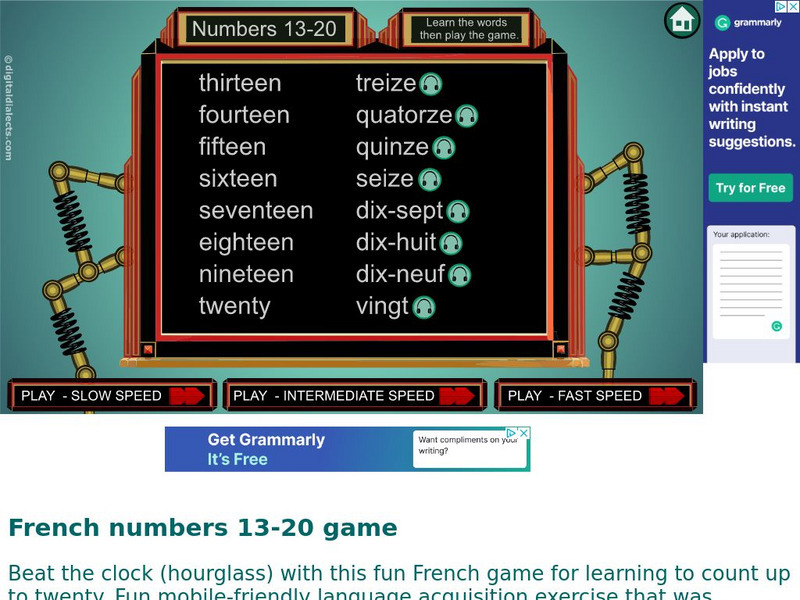 Digital Dialects: Numbers in French 13 20 Interactive