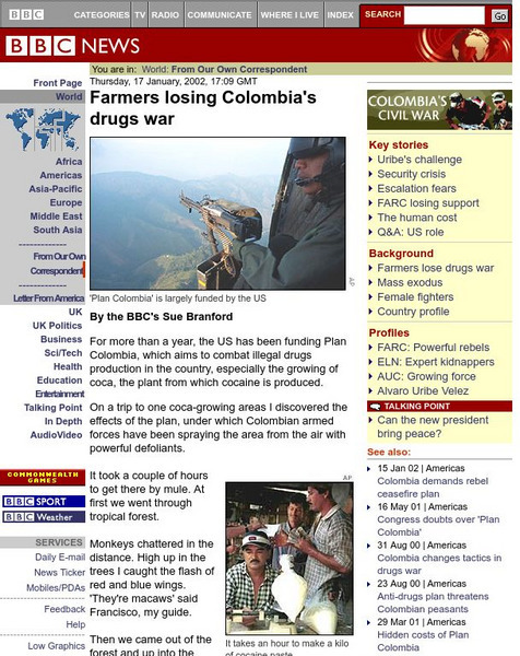 Bbc: Farmers & the Civil War in Colombia Handout Bbc: Farmers & the Civil War in Colombia Handout