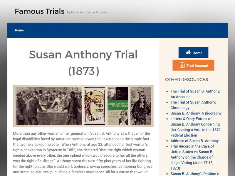 Famous Trials: The Trial of Susan B. Anthony Website Famous Trials: The Trial of Susan B. Anthony Website