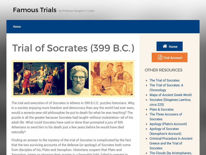 Famous Trials: The Trial of Socrates 399 b.c. Handout Famous Trials: The Trial of Socrates 399 b.c. Handout