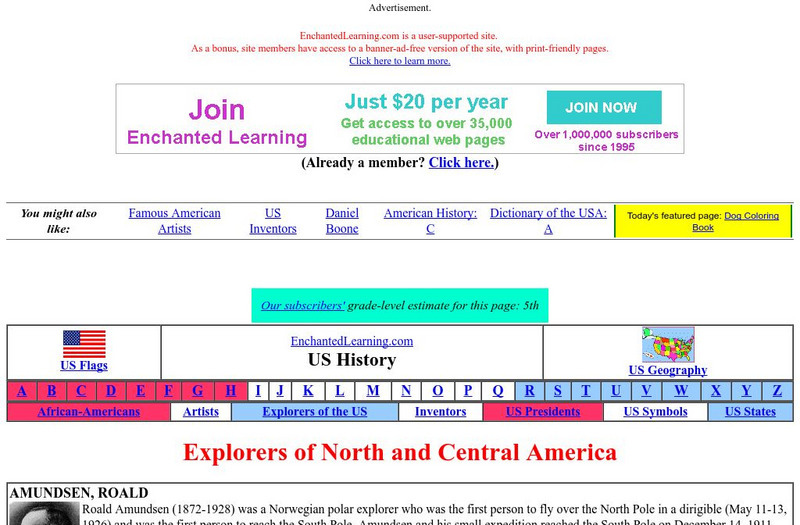 Enchanted Learning: Explorers of North and Central America Website Enchanted Learning: Explorers of North and Central America Website