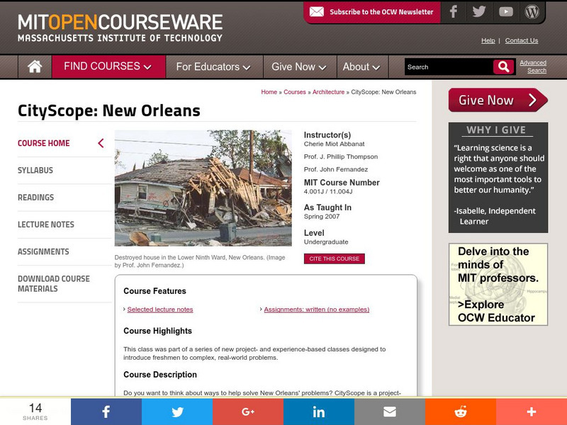Mit: Open Course Ware: City Scope, New Orleans Online Course Mit: Open Course Ware: City Scope, New Orleans Online Course