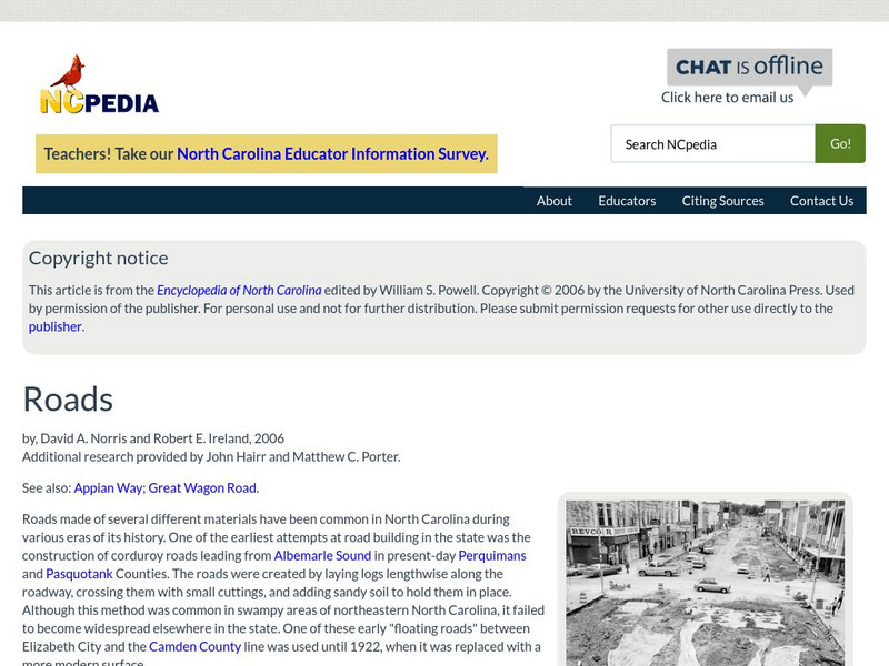 N Cpedia: Roads Handout