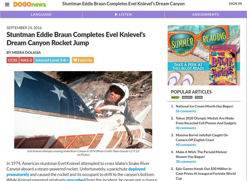 Dogo News: Eddie Braun Completes Evel Knievel's Dream Canyon Rocket Jump Article