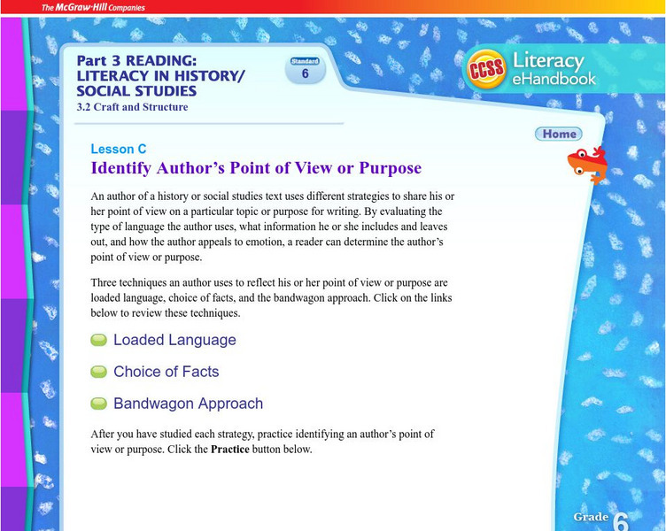 Mc Graw Hill: Identify Author's Point of View Unit Plan Mc Graw Hill: Identify Author's Point of View Unit Plan