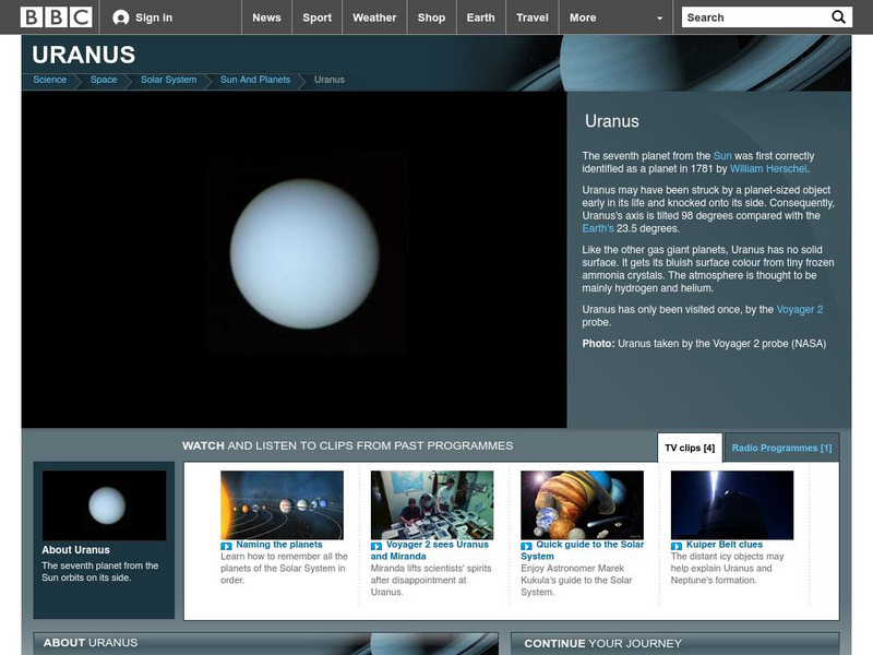 Bbc: Uranus a Mission Handout Bbc: Uranus a Mission Handout