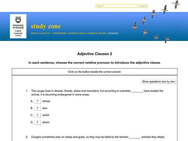 University of Victoria: Study Zone: Using Relative Pronouns Unknown Type University of Victoria: Study Zone: Using Relative Pronouns Unknown Type