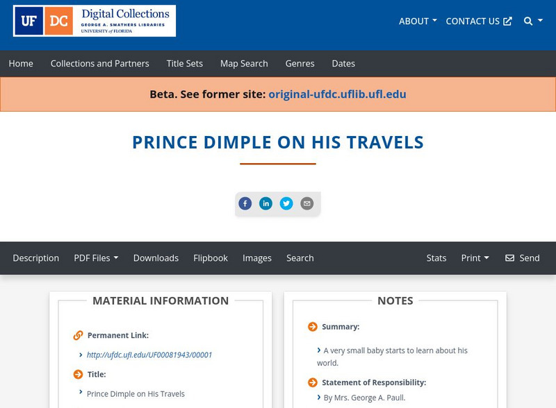 Baldwin Library: Prince Dimple on His Travels by Mrs. George A. Paull Primary Baldwin Library: Prince Dimple on His Travels by Mrs. George A. Paull Primary