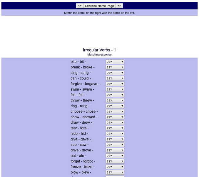 Edu.ge.ch: English Exercises: Irregular Verbs 1 Unknown Type Edu.ge.ch: English Exercises: Irregular Verbs 1 Unknown Type