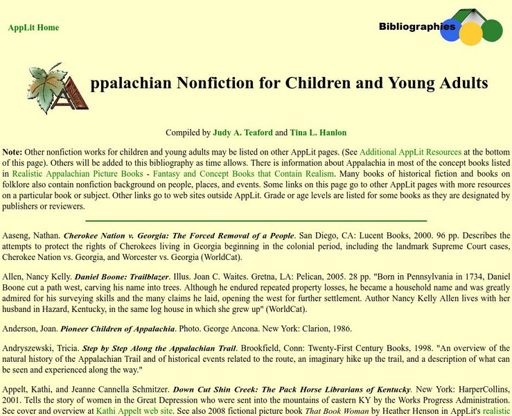 Appalachian Nonfiction for Children and Young Adults Handout