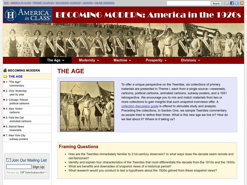 National Humanities Center: America in Class: Becoming Modern: America in the 1920s: The Age Primary National Humanities Center: America in Class: Becoming Modern: America in the 1920s: The Age Primary