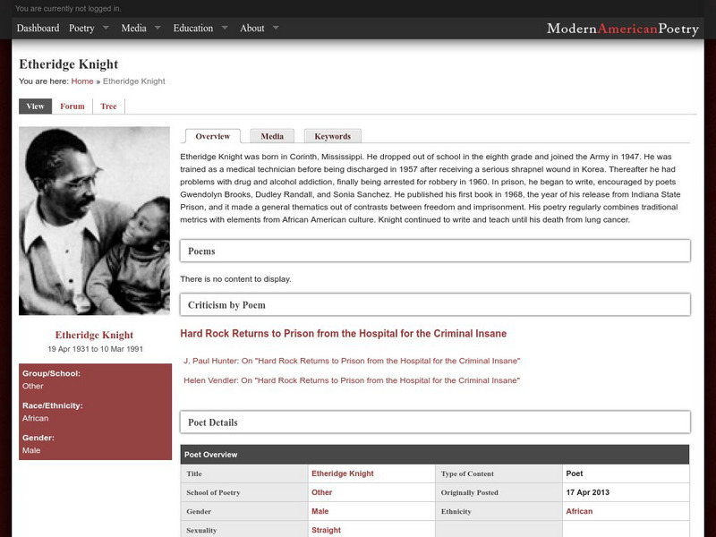 University of Illinois: Modern American Poetry: Etheridge Knight (1931 1991) Website University of Illinois: Modern American Poetry: Etheridge Knight (1931 1991) Website