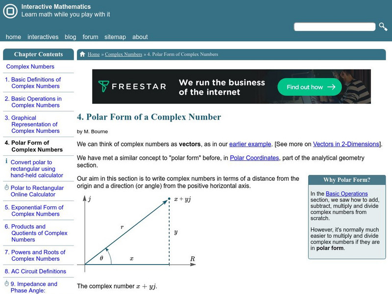 Interactive Mathematics: Polar Form of Complex Numbers Activity