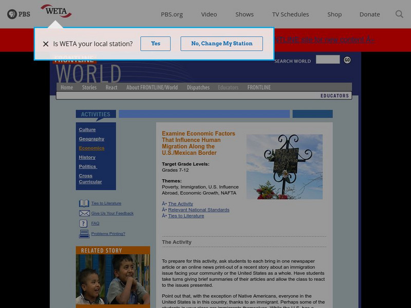 Pbs: Frontline: Economic Factors Influence Human Migration on u.s. Border Unit Plan Pbs: Frontline: Economic Factors Influence Human Migration on u.s. Border Unit Plan