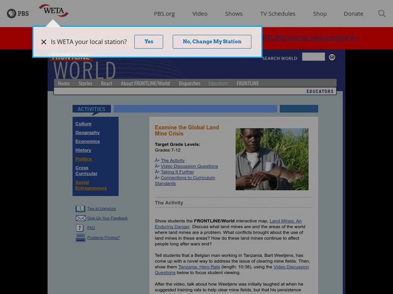 Pbs: Frontline: Examine the Global Land Mine Crisis Unit Plan Pbs: Frontline: Examine the Global Land Mine Crisis Unit Plan