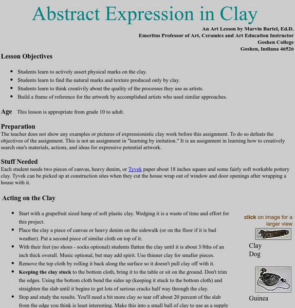 Goshen College: Abstract Expression in Clay Lesson Plan Goshen College: Abstract Expression in Clay Lesson Plan