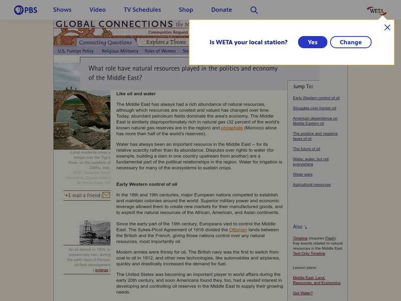 Pbs: The Role of Natural Resources in Middle Eastern Politics and the Economy Handout Pbs: The Role of Natural Resources in Middle Eastern Politics and the Economy Handout