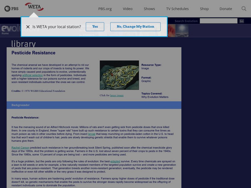 Pbs: Pesticide Resistance Article Pbs: Pesticide Resistance Article