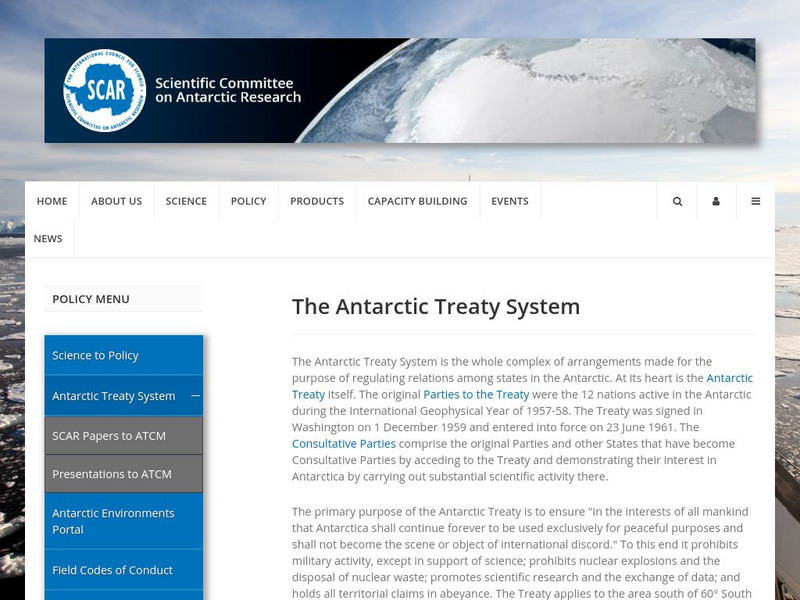 Scientific Committee on Antarctic Research: Antarctic Treaty System Handout Scientific Committee on Antarctic Research: Antarctic Treaty System Handout