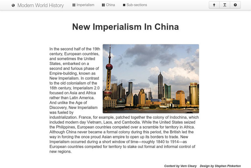 Modern World History: New Imperialism in China Website Modern World History: New Imperialism in China Website