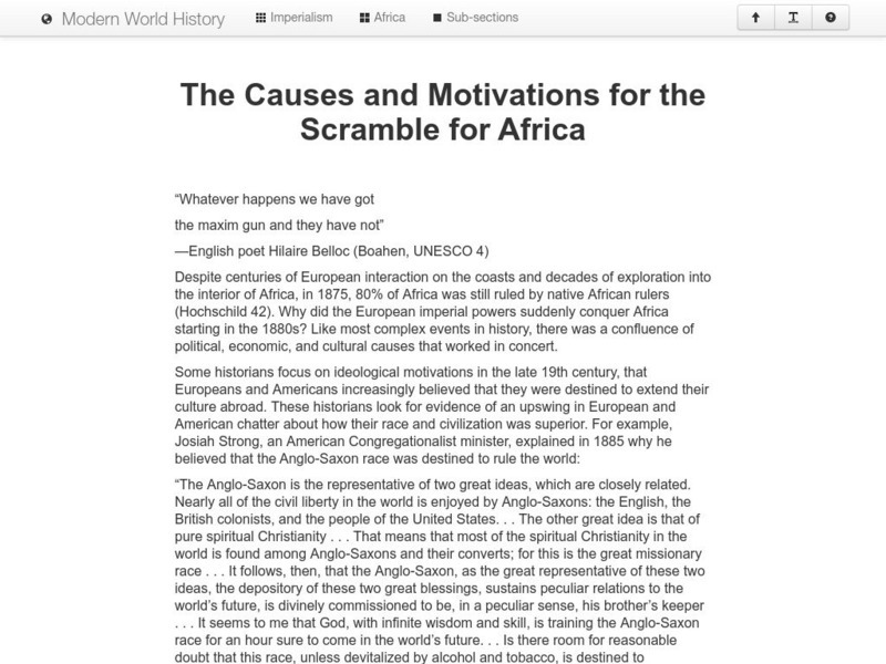 Modern World History: The Causes and Motivations for the Scramble for Africa Website