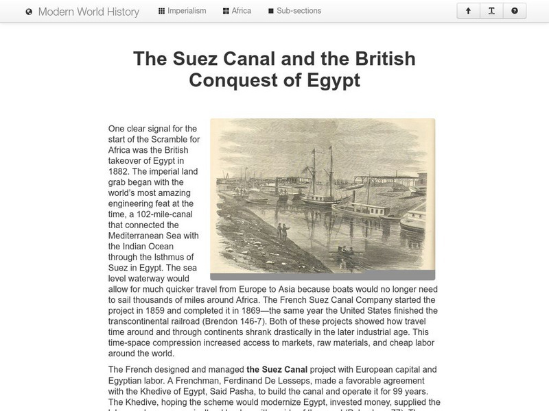 Modern World History: The Suez Canal and the British Conquest of Egypt Website